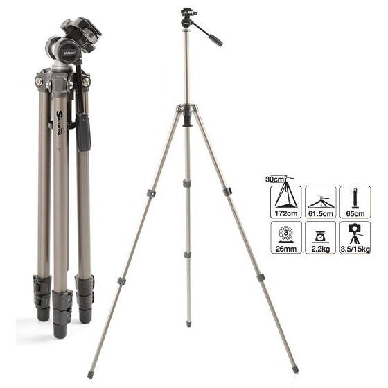 Velbon Sherpa 200 all metal field tripod with pan & tilt head (for cameras, spotting scopes and binoculars)